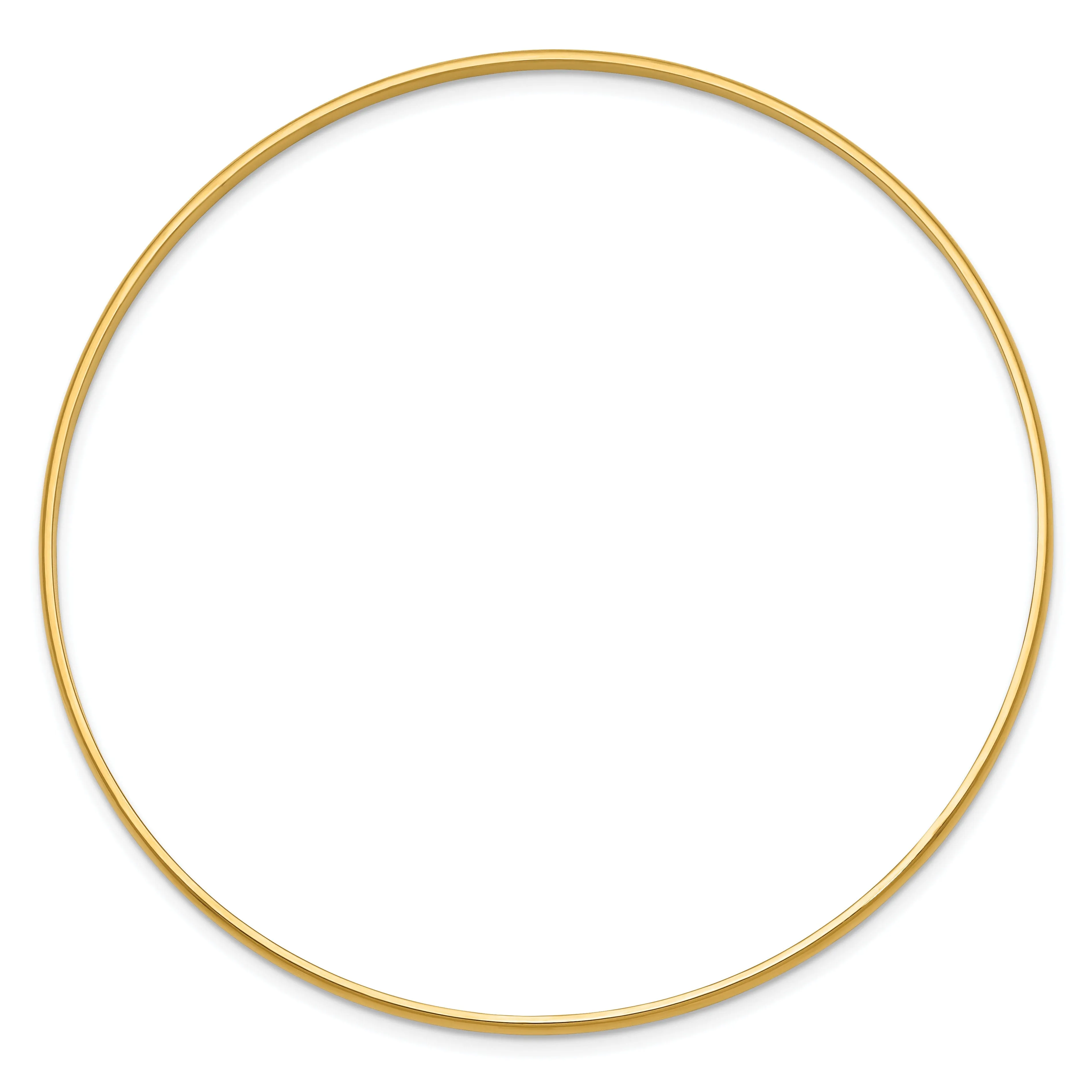 14k Yellow Gold Solid Half-Round Size 8 Slip-On Bangle