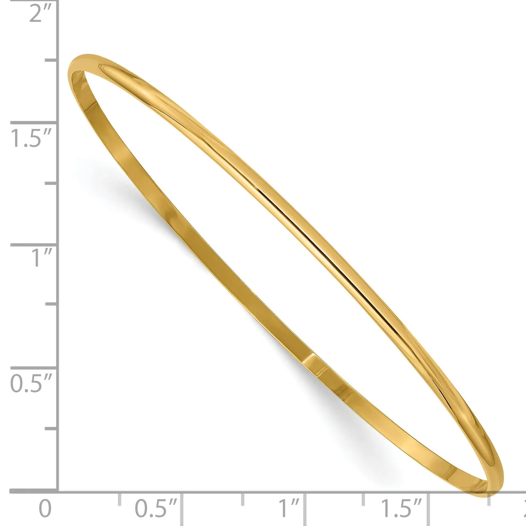 14k Yellow Gold Solid Half-Round Size 8 Slip-On Bangle