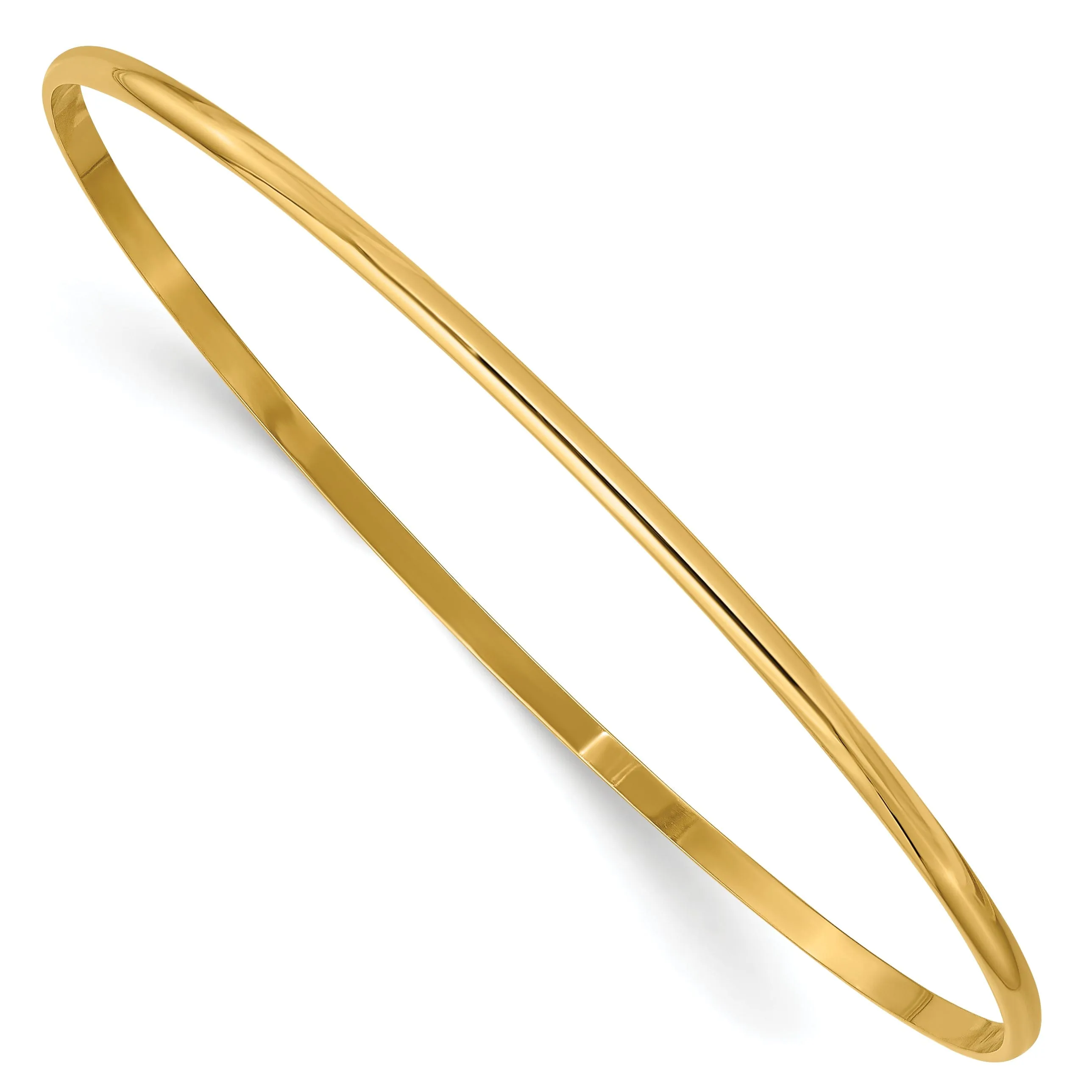 14k Yellow Gold Solid Half-Round Size 8 Slip-On Bangle