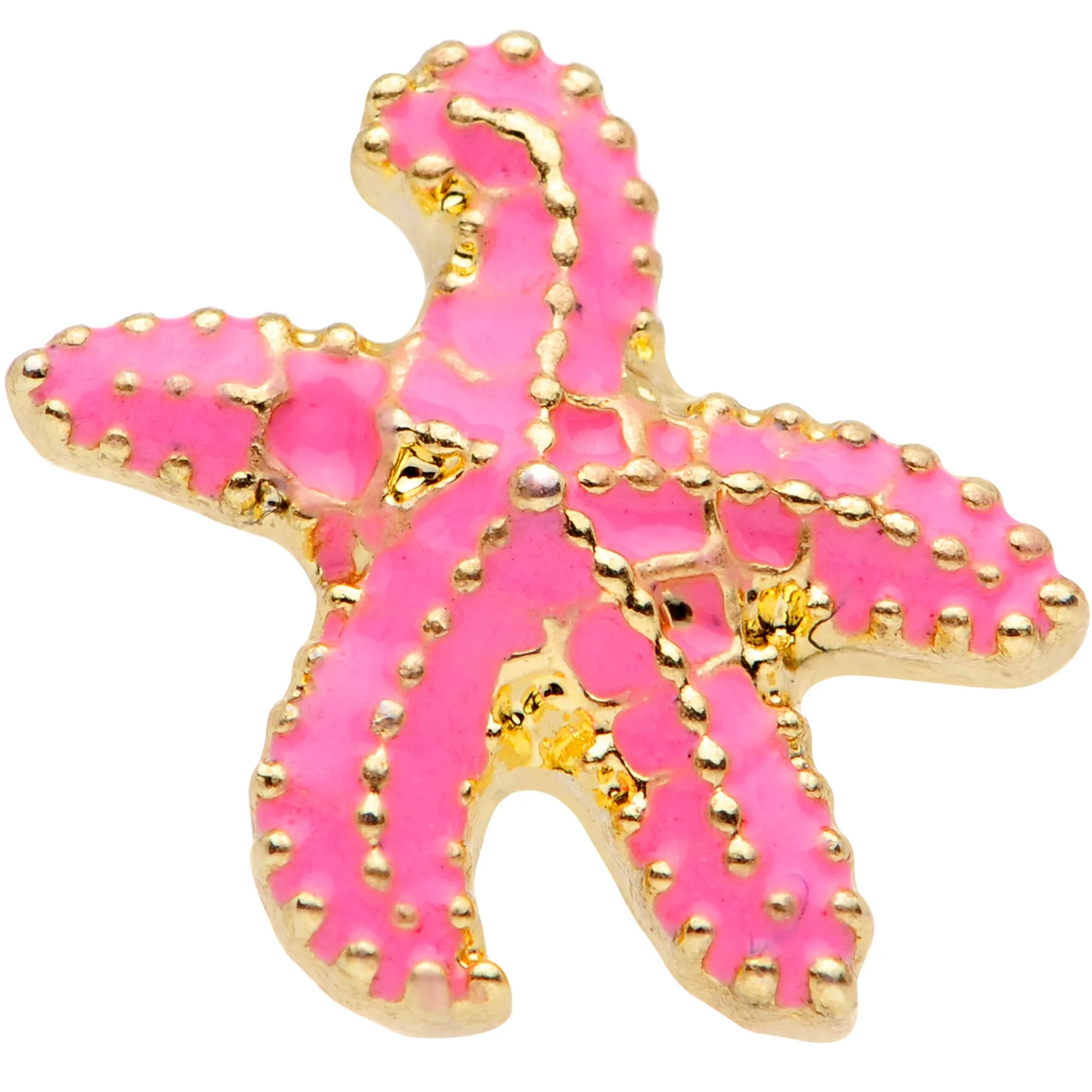 16 Gauge 1/4 Gold Tone Pink Nautical Starfish Beach Cartilage Tragus