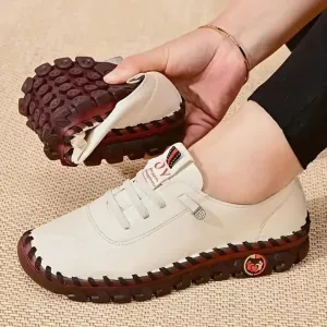 2022 New Spring Women's Casual Platform Loafers: Lace-Up Leather Flats and Slip-On Mom Shoes - Mujer Zapatos Chaussure Femme