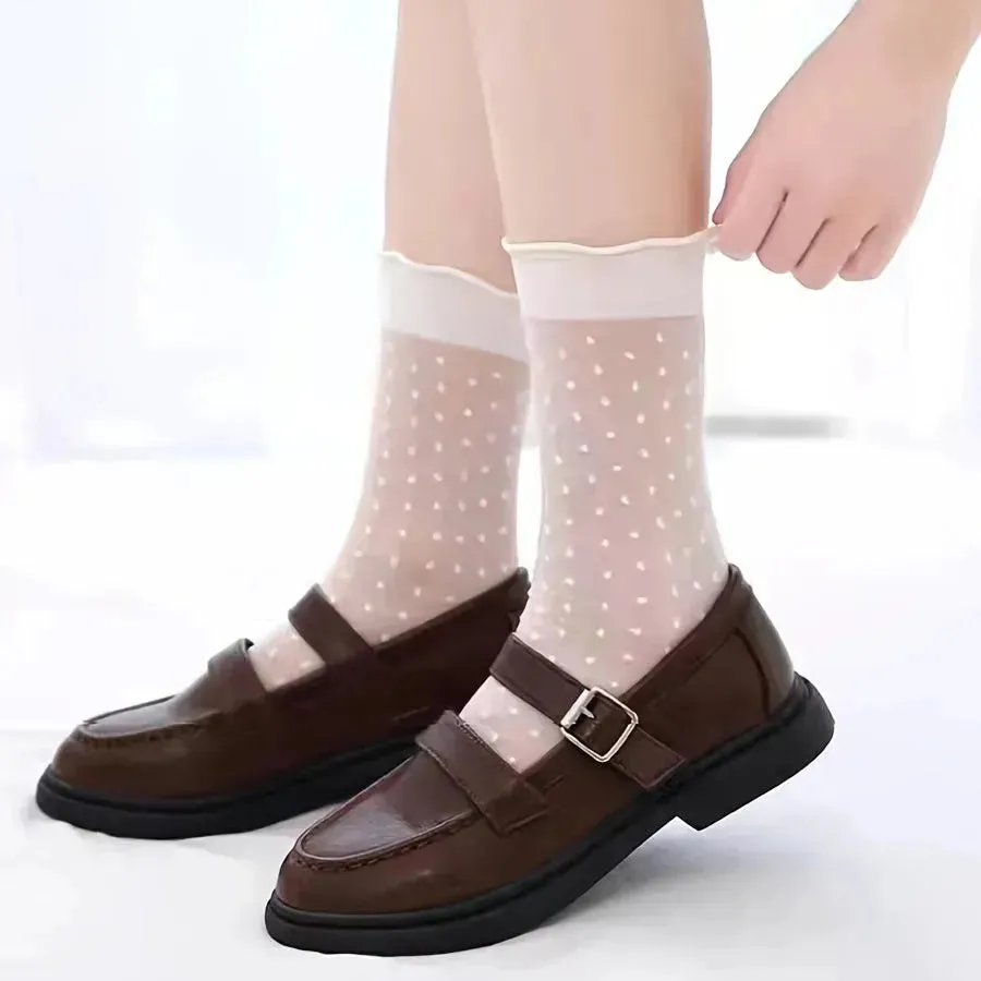 3 Pairs of Soft & Gentle Girls Ultra-thin Crew Socks - Exceptionally Comfy, Breathable, and Super Thin - Adorable Princess Style for Spring and Summer Seasons