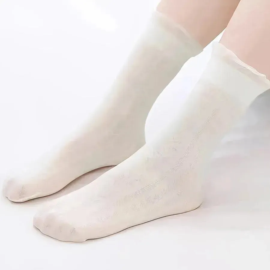 3 Pairs of Soft & Gentle Girls Ultra-thin Crew Socks - Exceptionally Comfy, Breathable, and Super Thin - Adorable Princess Style for Spring and Summer Seasons