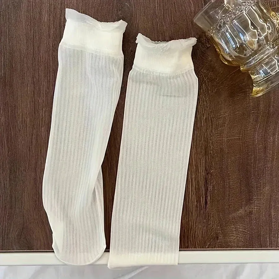 3 Pairs of Soft & Gentle Girls Ultra-thin Crew Socks - Exceptionally Comfy, Breathable, and Super Thin - Adorable Princess Style for Spring and Summer Seasons