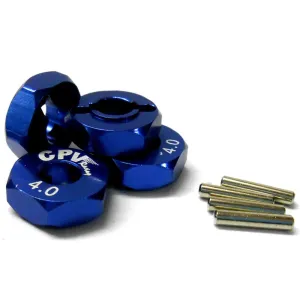 57814B 1/10 Scale RC M12 12mm Alloy Wheel Adaptors With Pins Nut Blue 4mm Thick