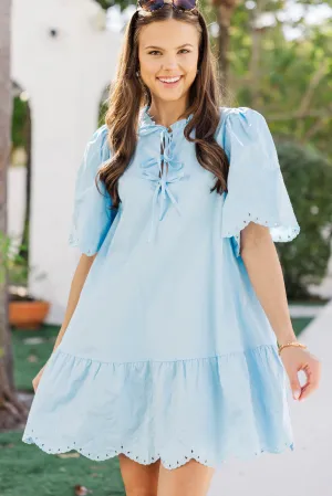 All About It Light Blue Embroidered Dress
