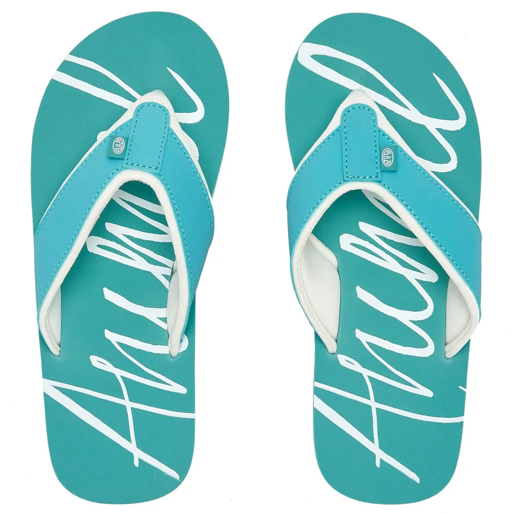 Animal Womens Swish Logo Flip Flops  - Canton Green