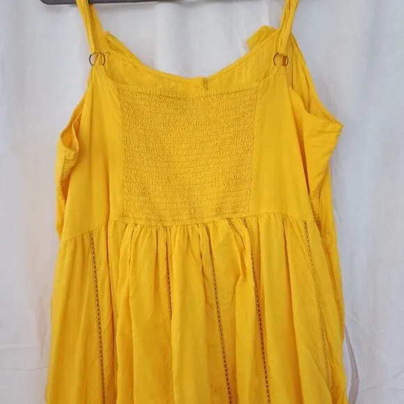 Anthropologie Maeve NEW Yellow Pintuck Button Front Maxi Dress Plus Size 2X Boho