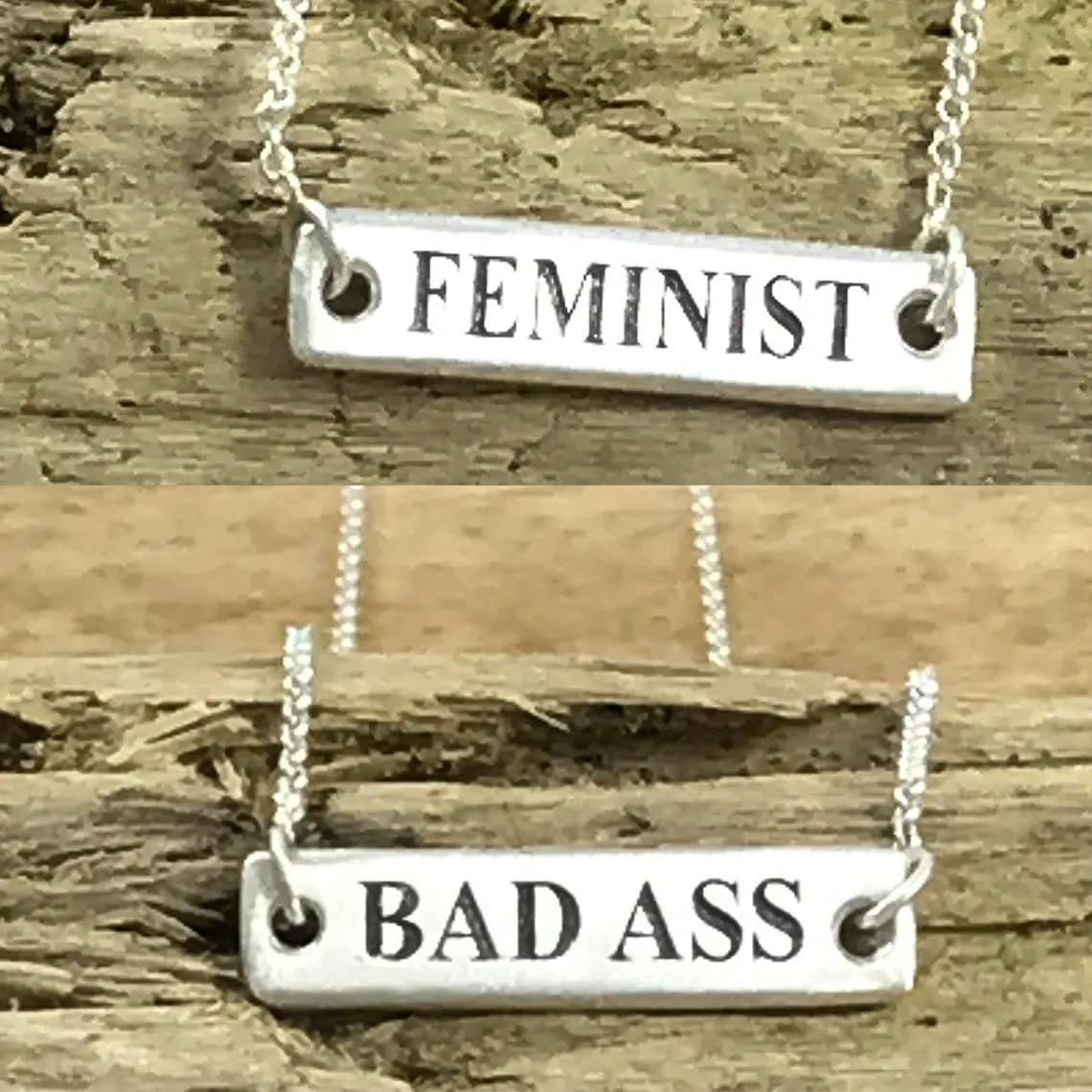 BADASS/FEMINIST Spell It Like It Is - Flip Necklace in Recycled Sterling Silver - 18" Chain