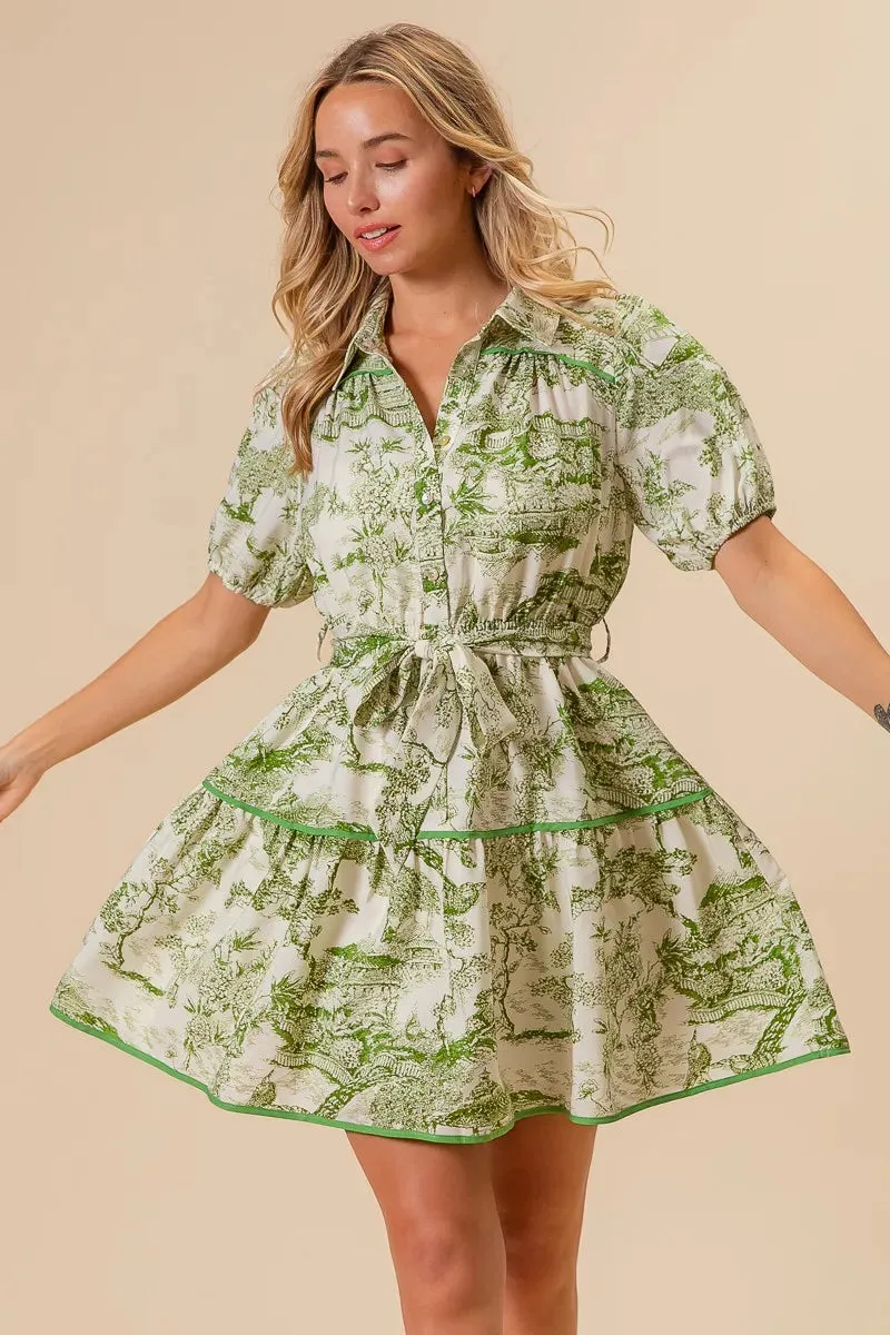 BiBi Woven Printed Tiered Dress