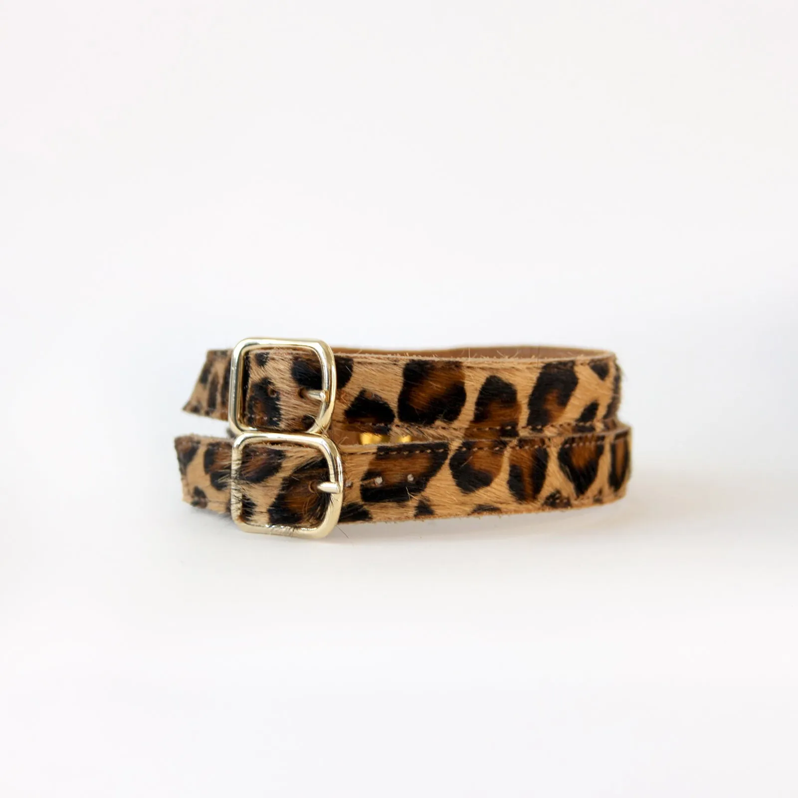 Black Flat Swap Sandal Double Leopard
