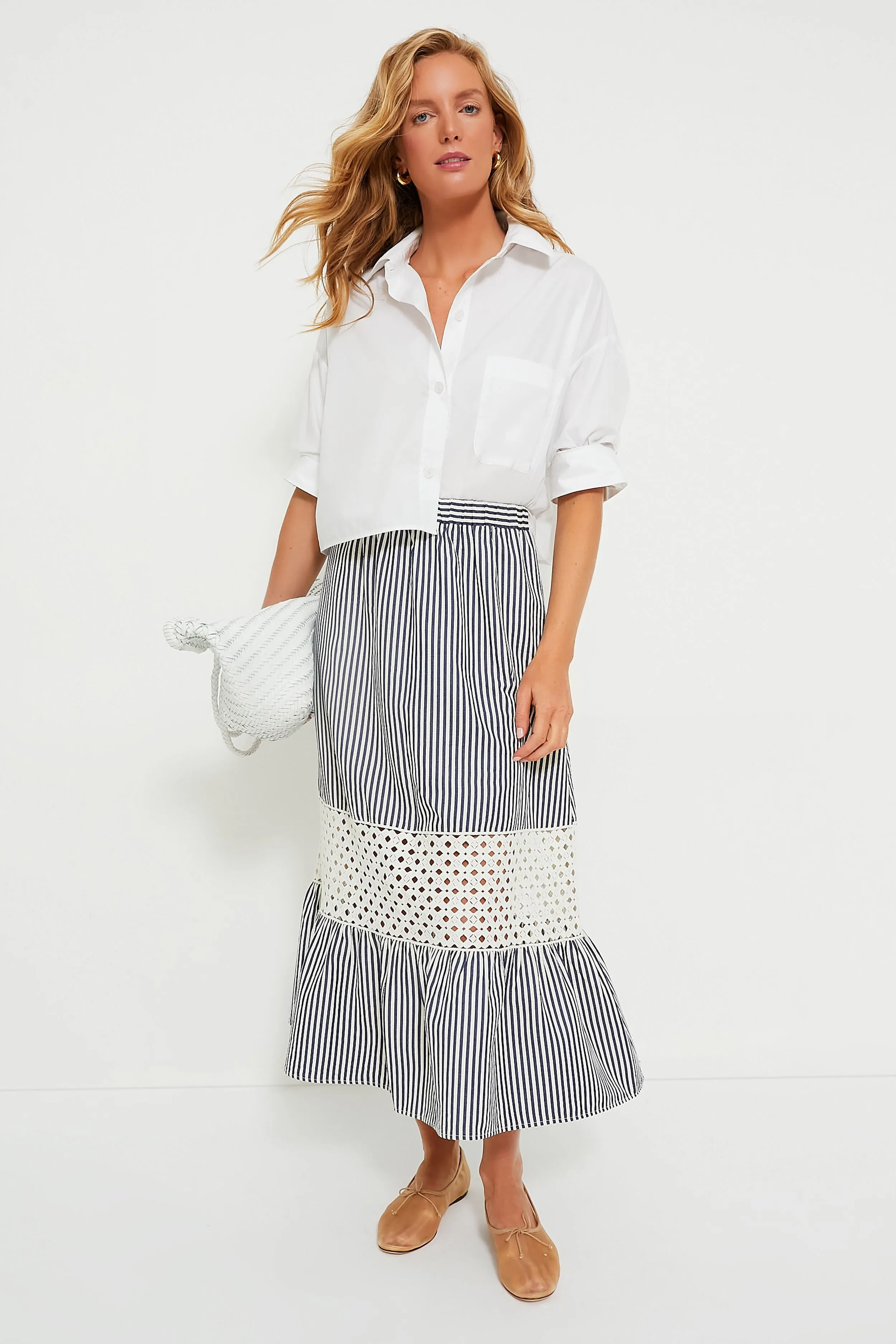 Blue Stripe Eyelet Hana Skirt