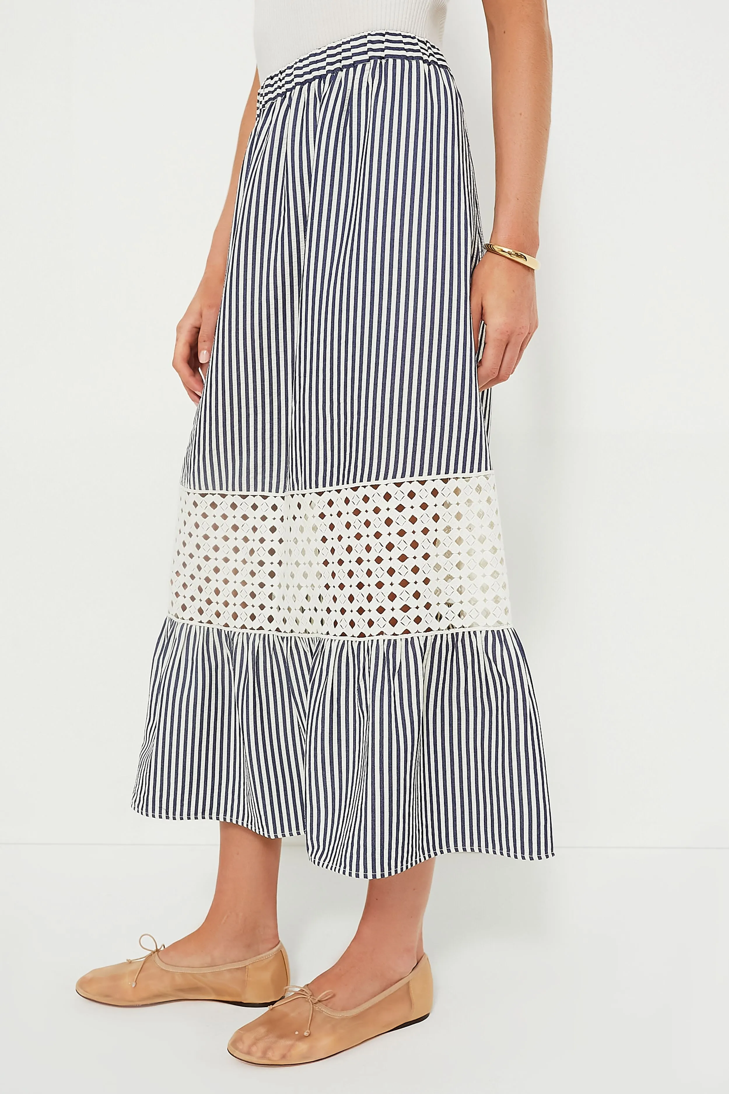 Blue Stripe Eyelet Hana Skirt