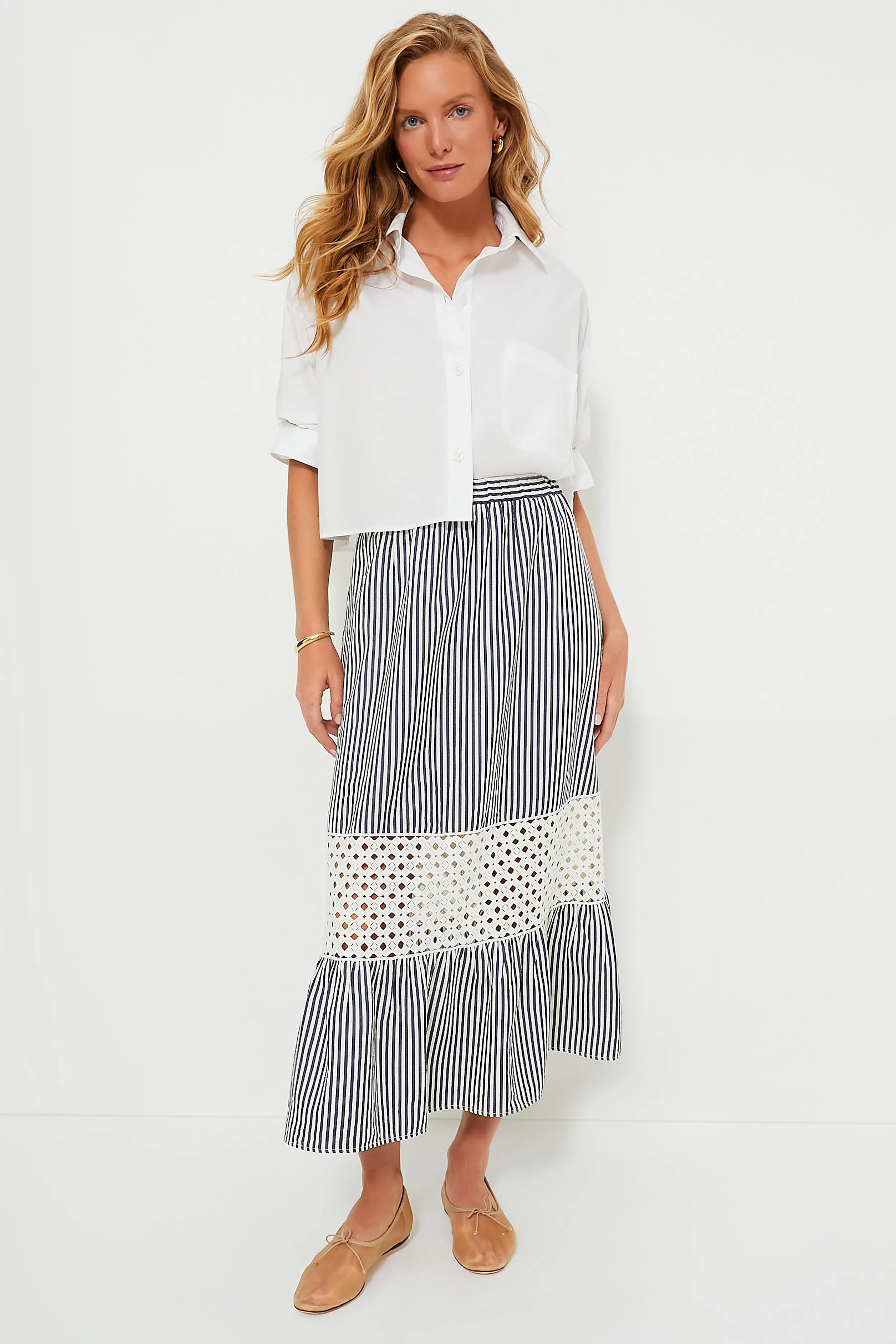 Blue Stripe Eyelet Hana Skirt