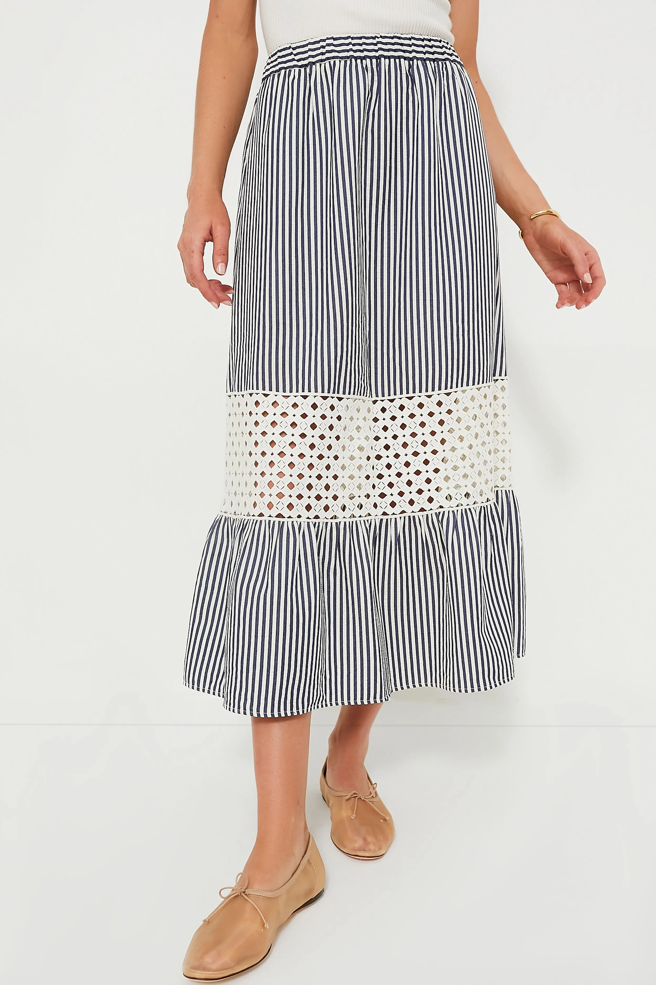 Blue Stripe Eyelet Hana Skirt