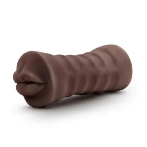 Blush Novelties Stretchy Realistic Feel Brown Mouth Vibrating Masturbator