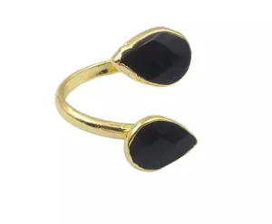 Boho & Mala Natural Black Stone Open Ring R1055