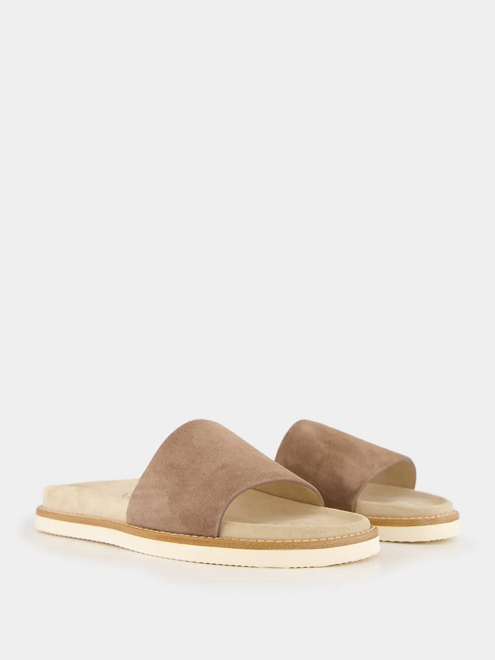 Brown Suede Slide Sandals