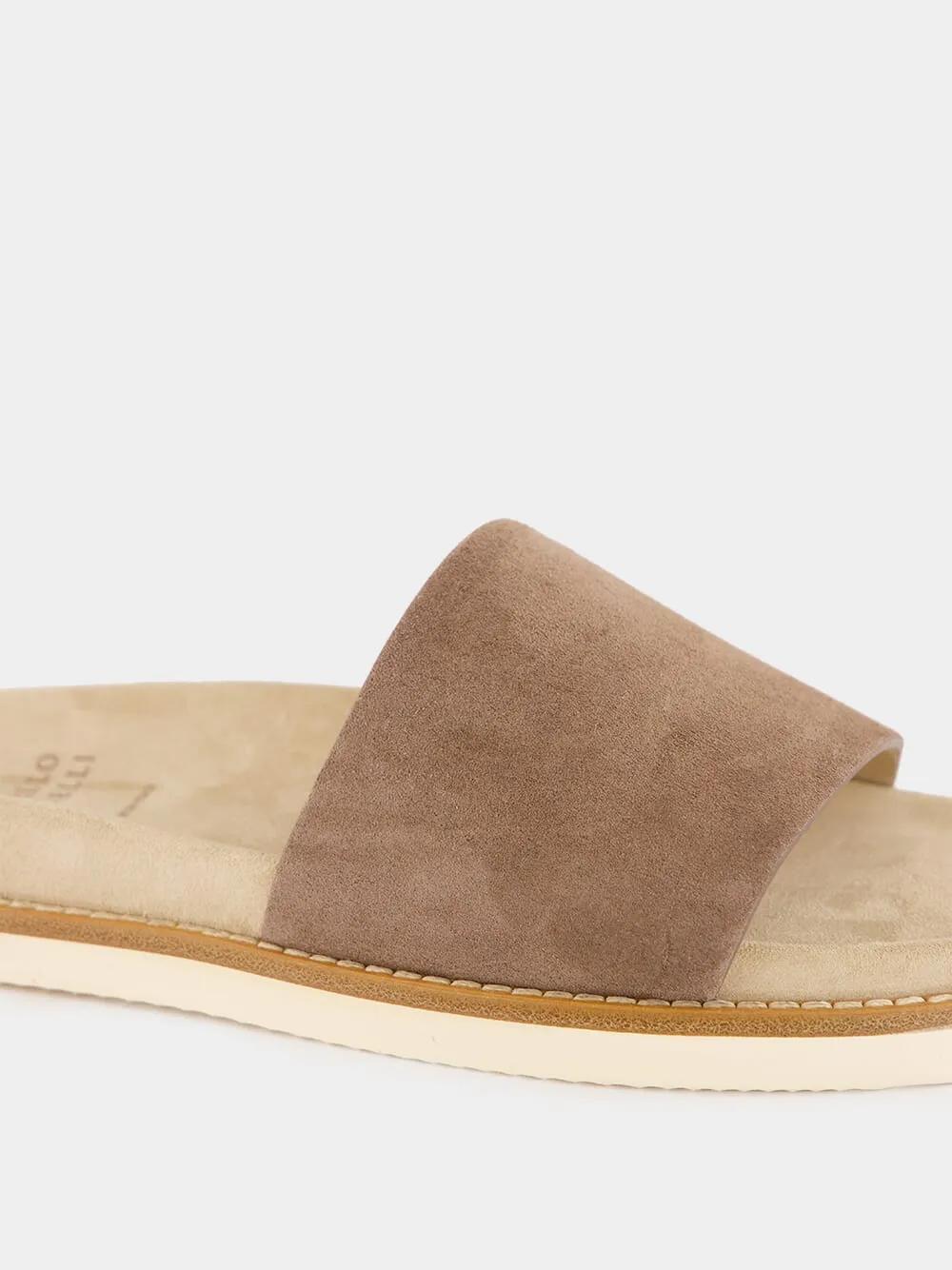 Brown Suede Slide Sandals
