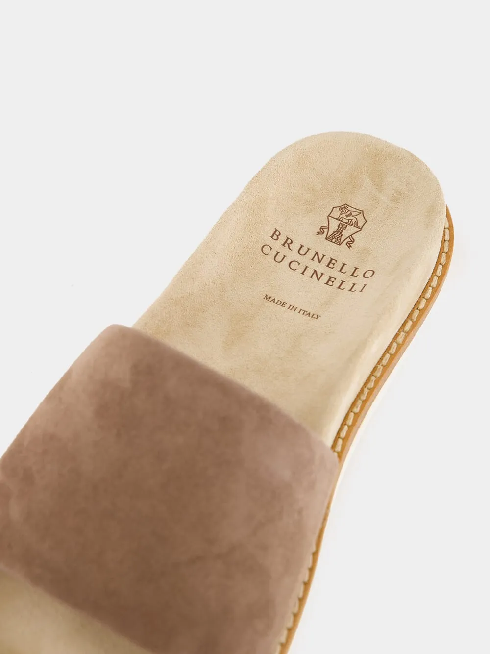 Brown Suede Slide Sandals