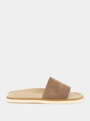 Brown Suede Slide Sandals