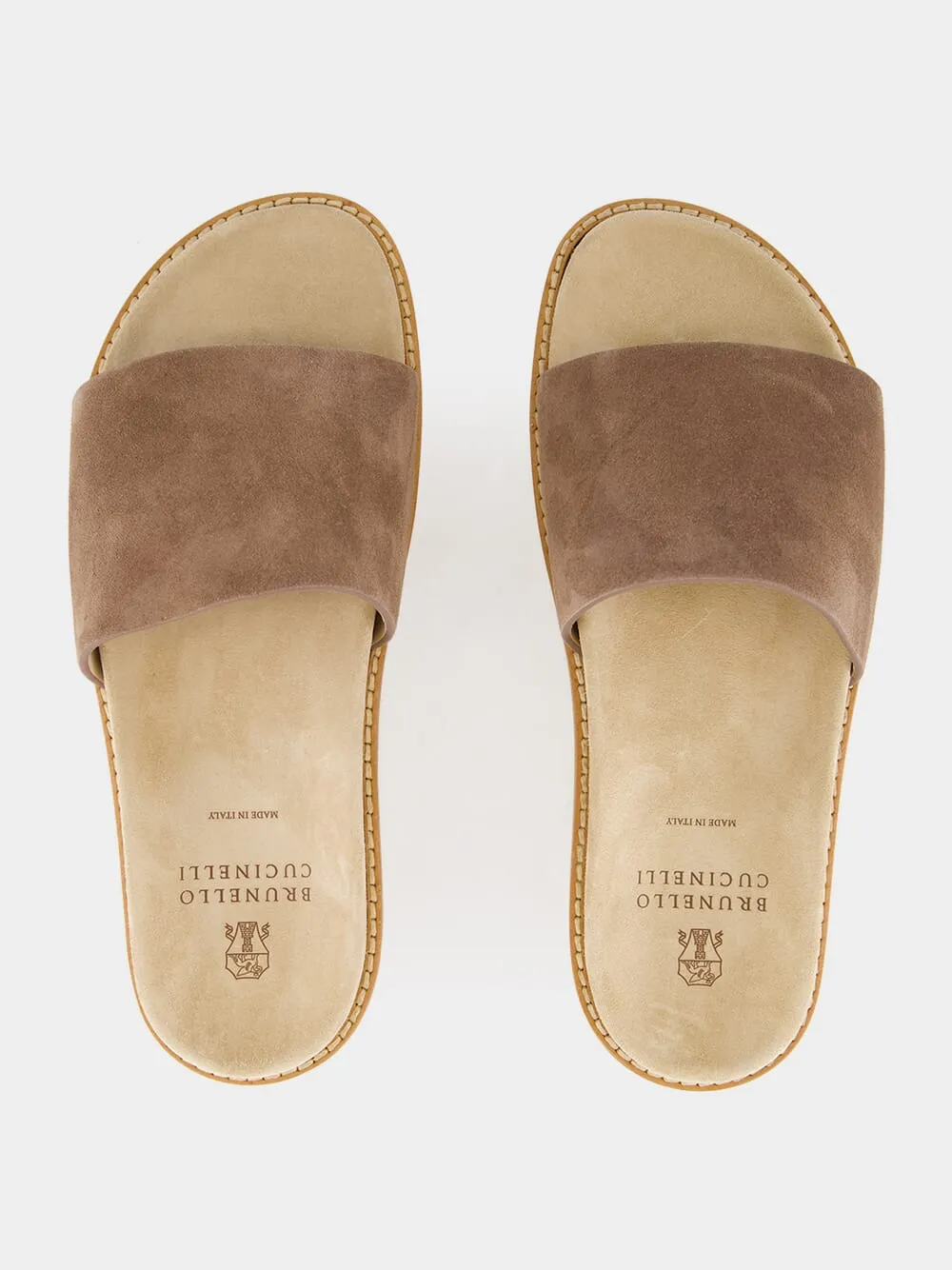 Brown Suede Slide Sandals