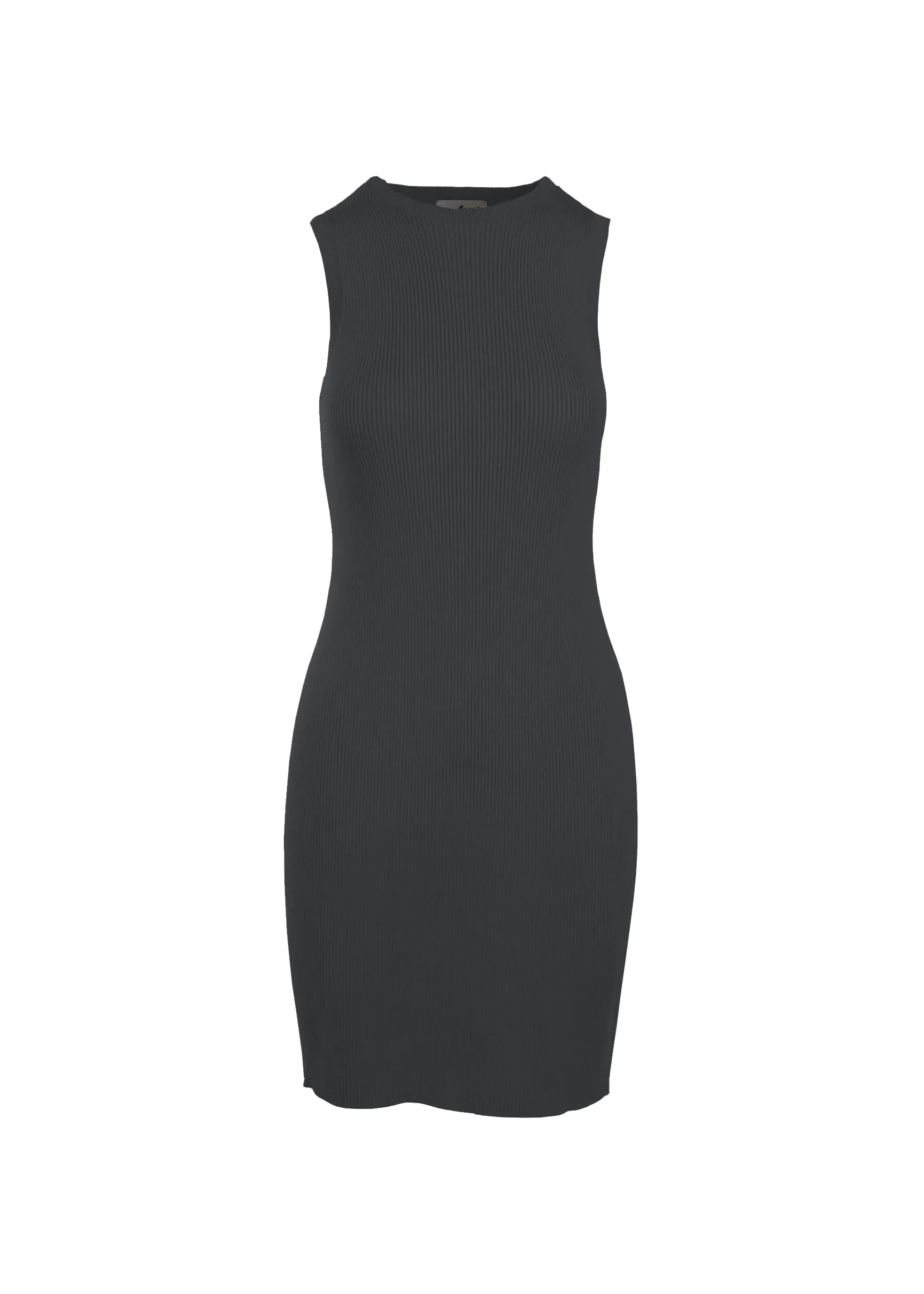 CAITLIN SLEEVELESS RIB DRESS - SLATE GREY
