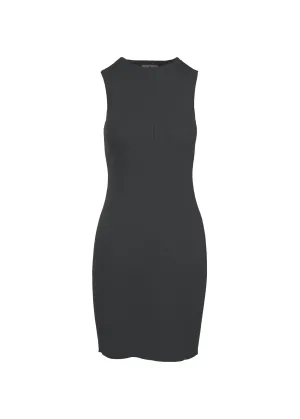 CAITLIN SLEEVELESS RIB DRESS - SLATE GREY