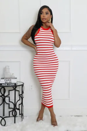 Candy Stripe Chic Sleeveless Dress