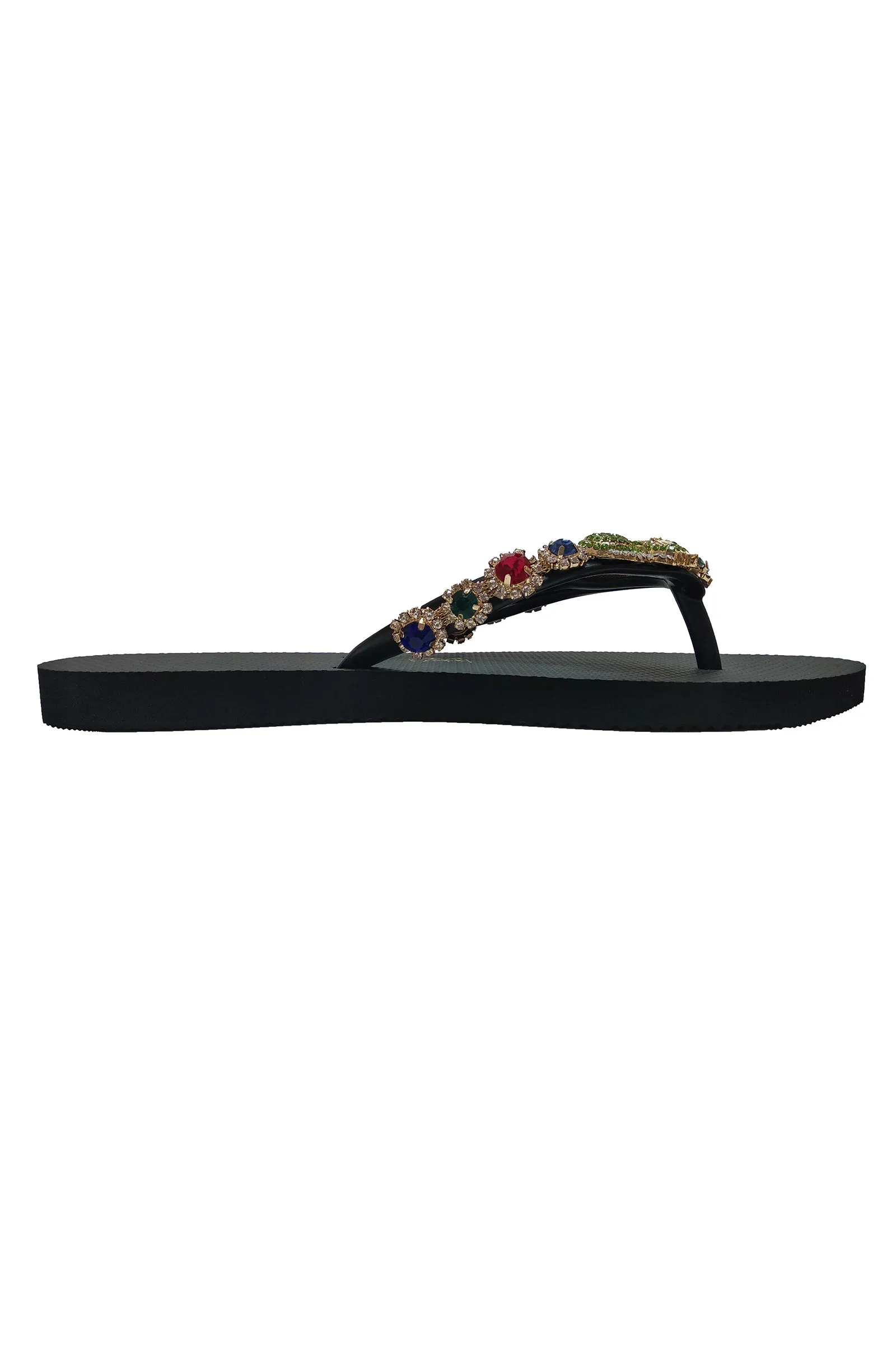 Cat Rhinestone Black Flip Flop