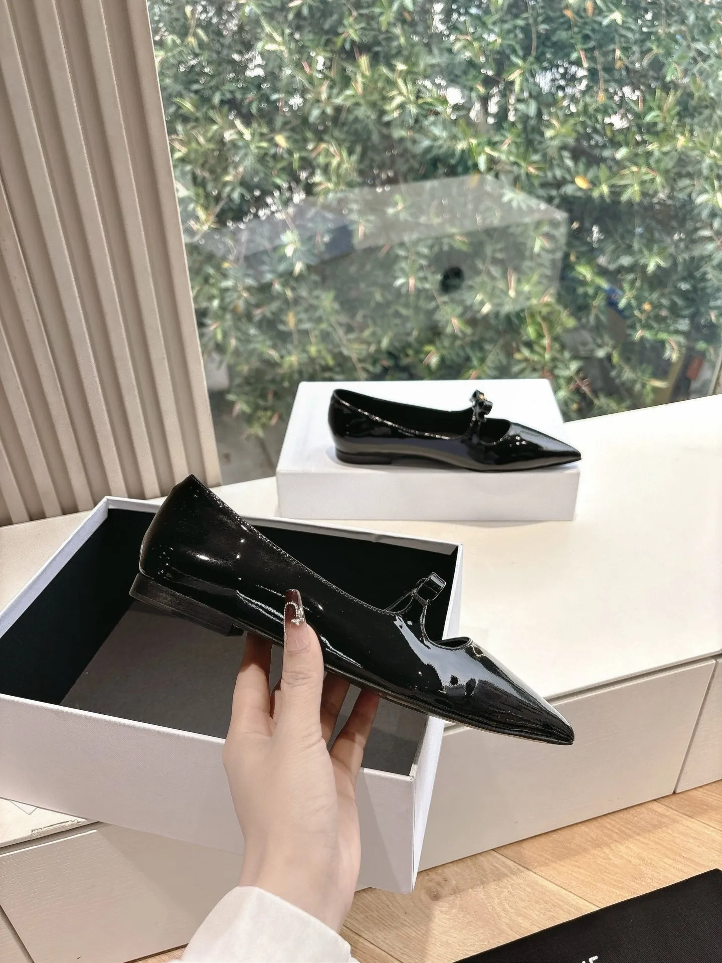 CELINE Ballet Flats Black Patent Leather 285943