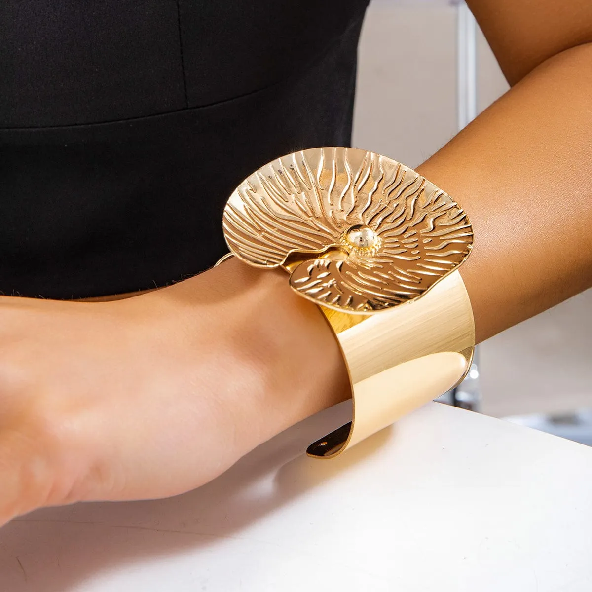 Chic Gold Silver Plated Lotus Leaf Bangle Bracelet