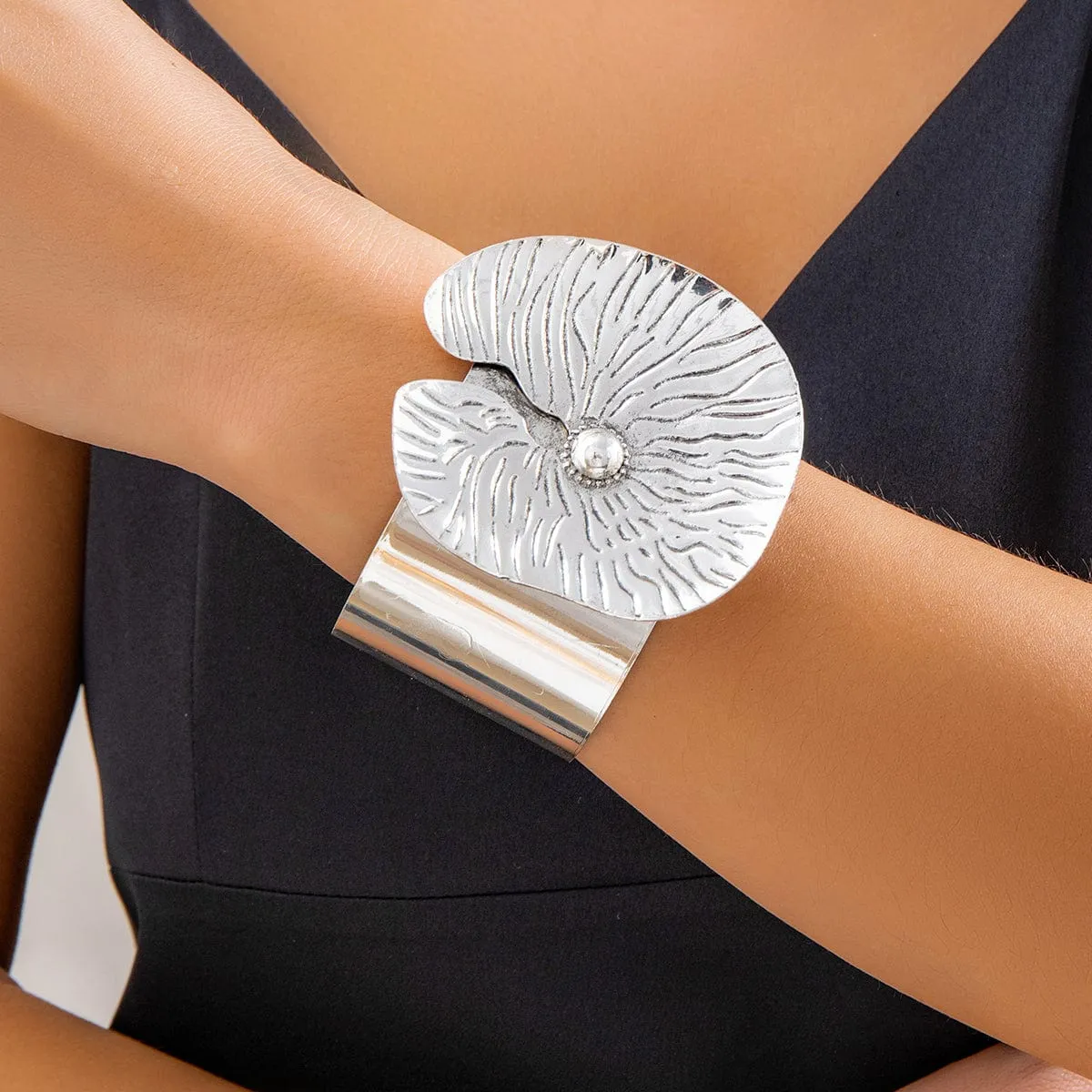 Chic Gold Silver Plated Lotus Leaf Bangle Bracelet