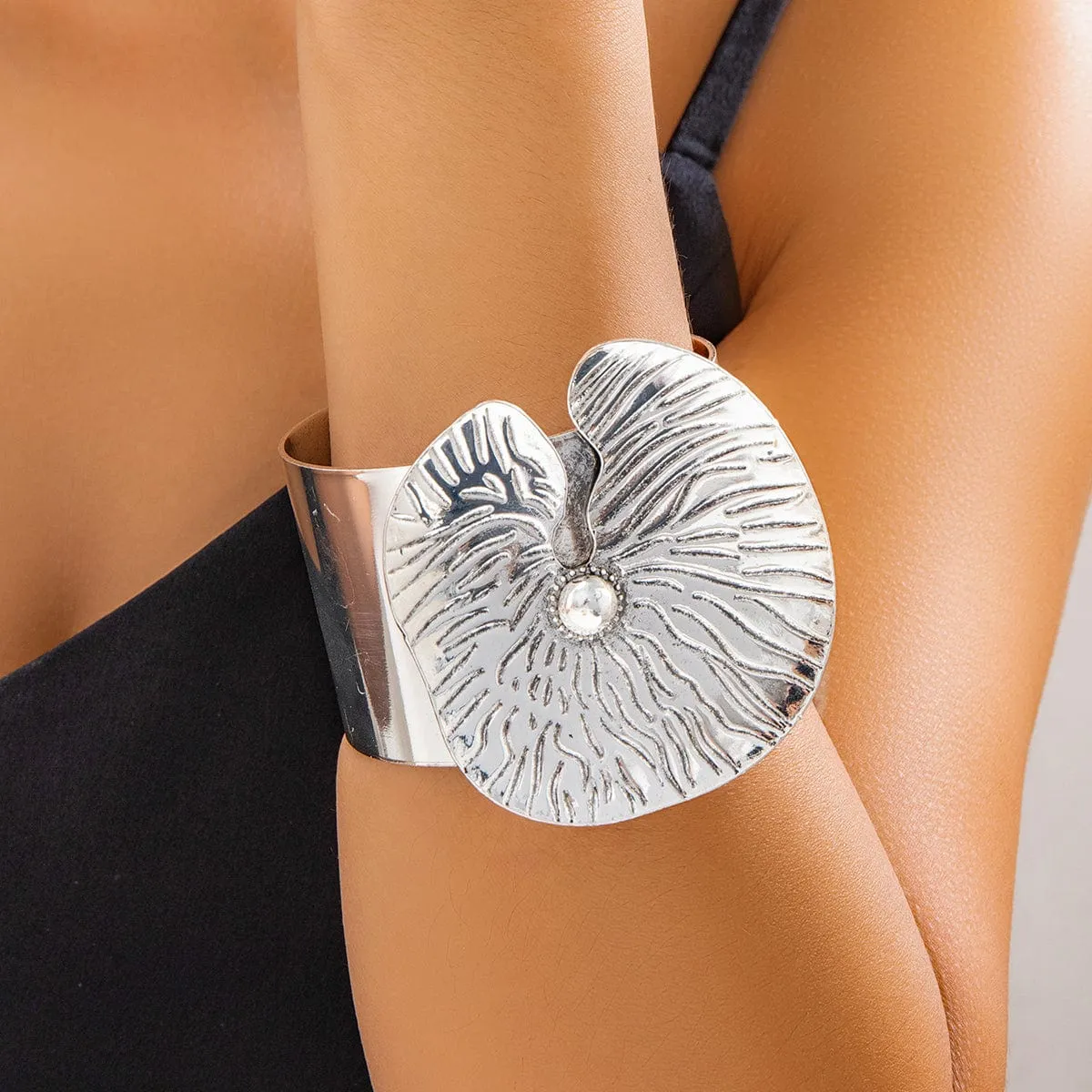 Chic Gold Silver Plated Lotus Leaf Bangle Bracelet
