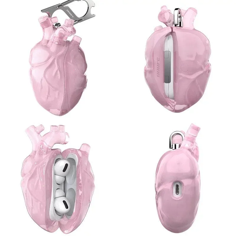 Chic Transparent Heart Liquid Silicone AirPods Earphone Case
