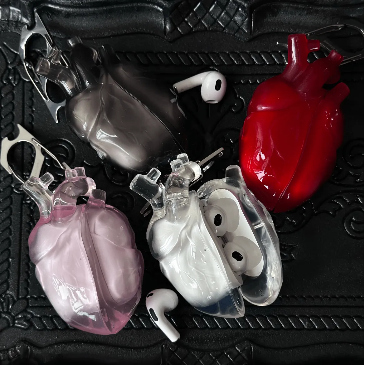 Chic Transparent Heart Liquid Silicone AirPods Earphone Case