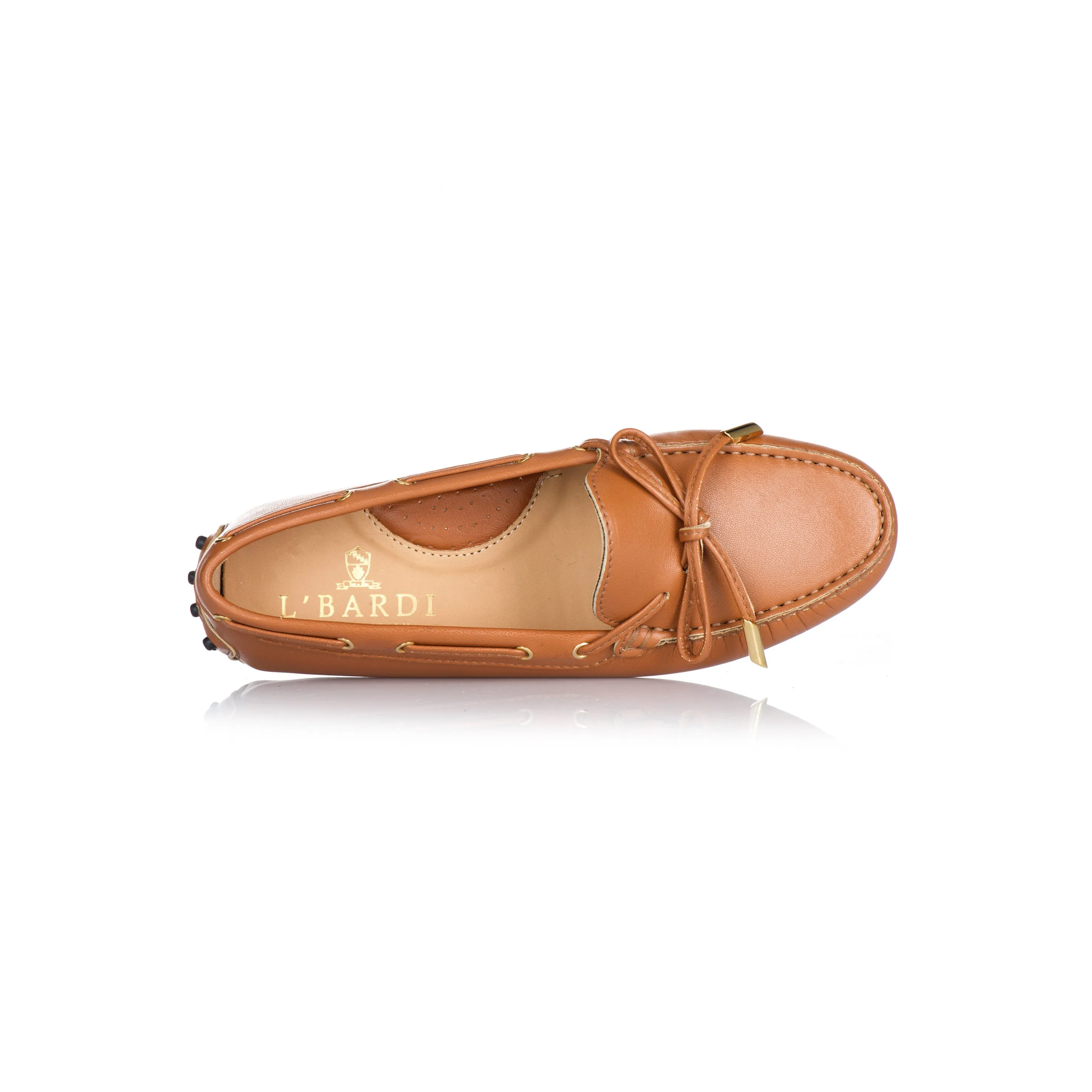 Cognac Calf Leather Tie Front Loafer