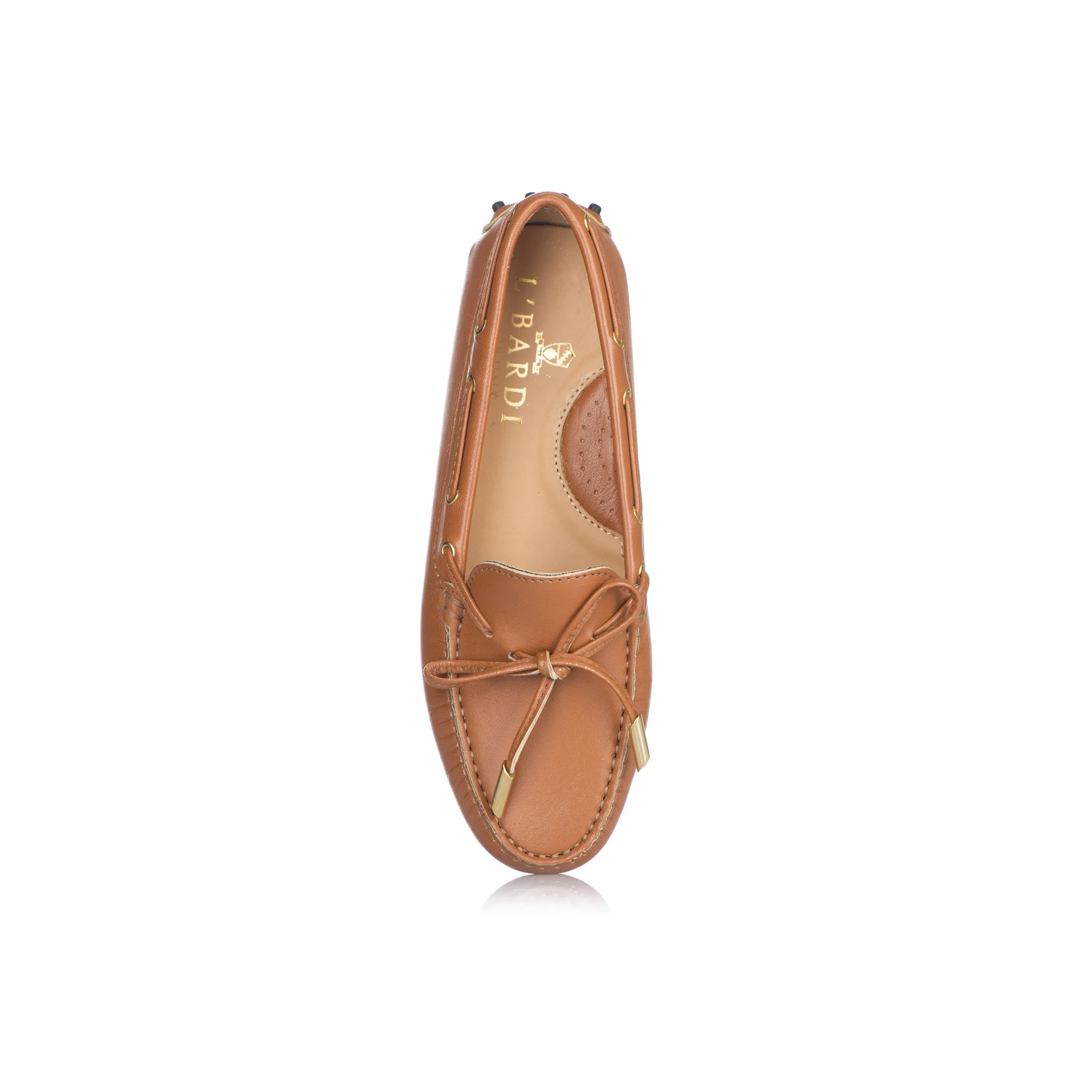 Cognac Calf Leather Tie Front Loafer