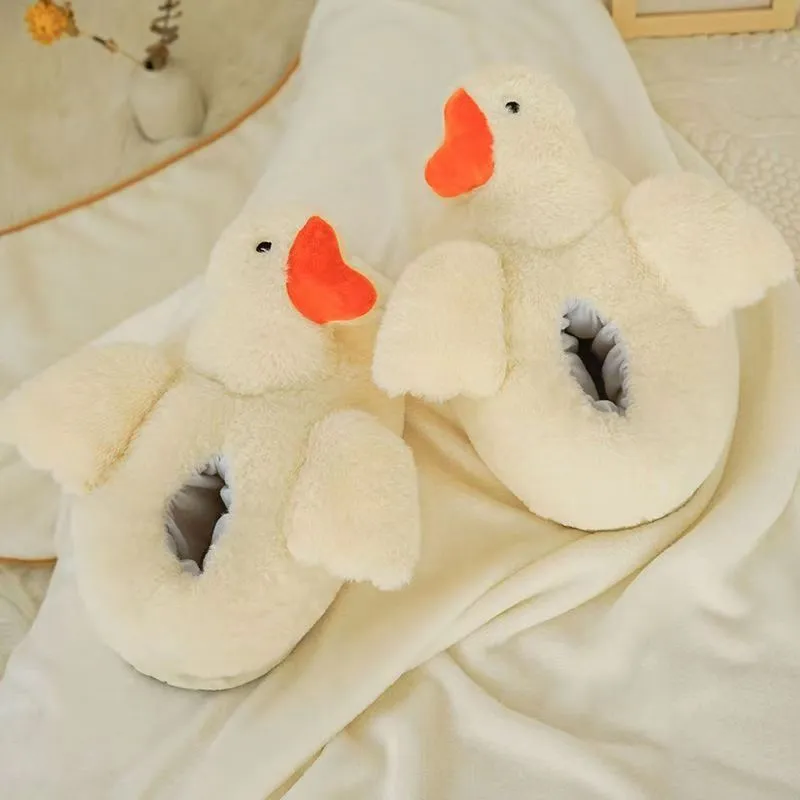 Cozy Up with Adorable Duck Fluffy Slippers!
