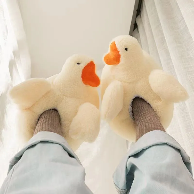 Cozy Up with Adorable Duck Fluffy Slippers!