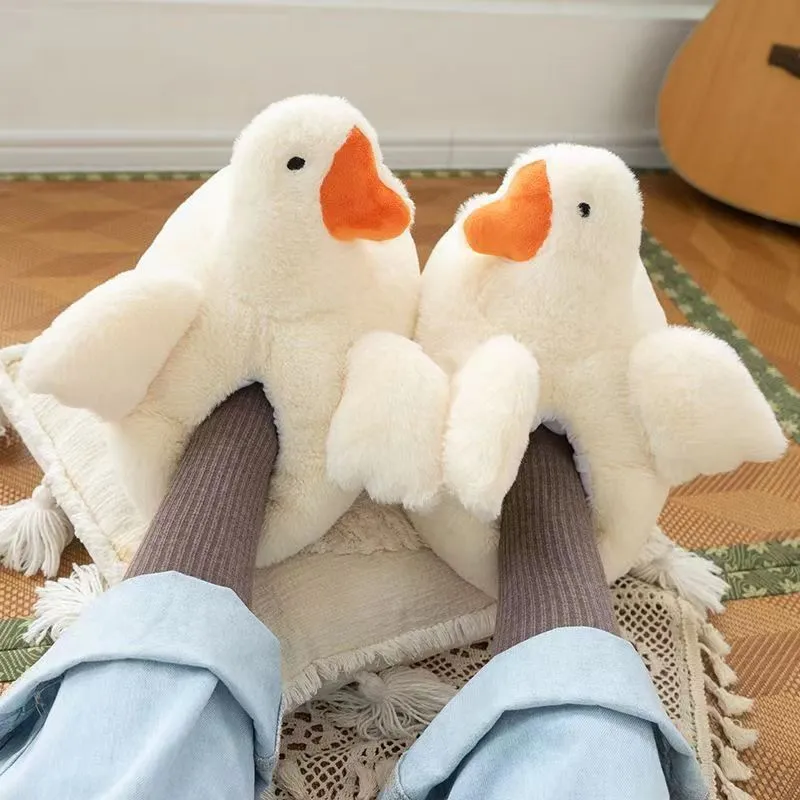 Cozy Up with Adorable Duck Fluffy Slippers!