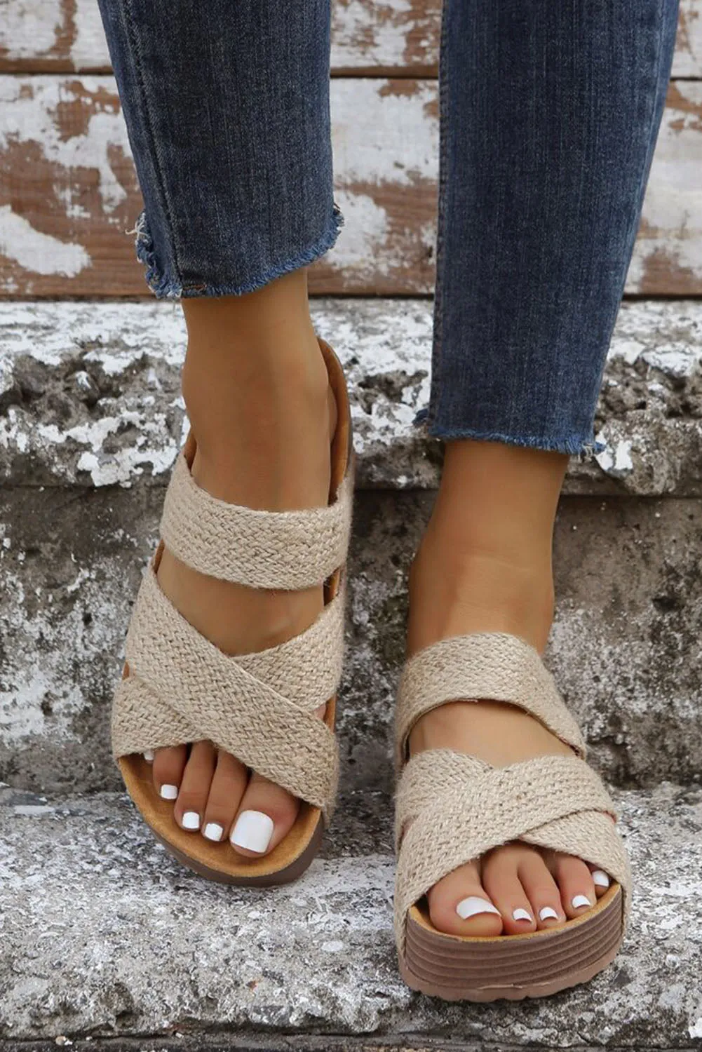 Criss Cross Strap Platform Sandal
