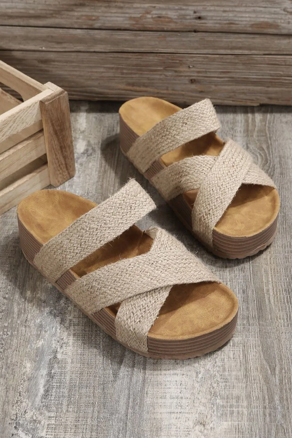 Criss Cross Strap Platform Sandal