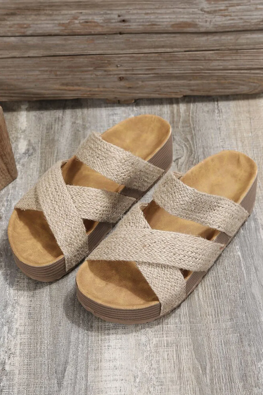 Criss Cross Strap Platform Sandal