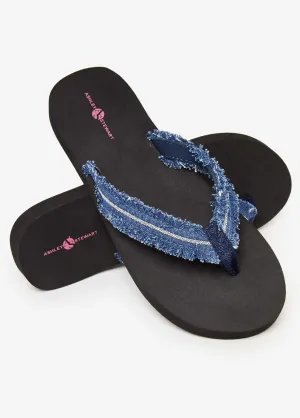 Denim Wedge Flip Flops