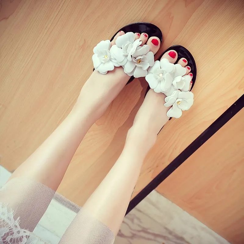 Elegant Floral Jelly Sandals