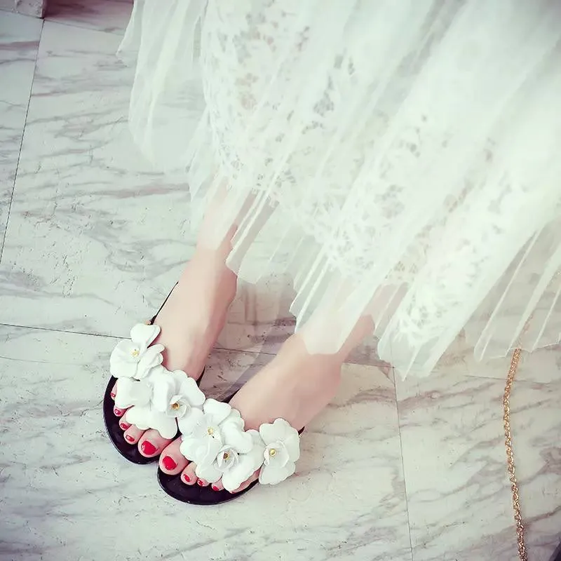 Elegant Floral Jelly Sandals