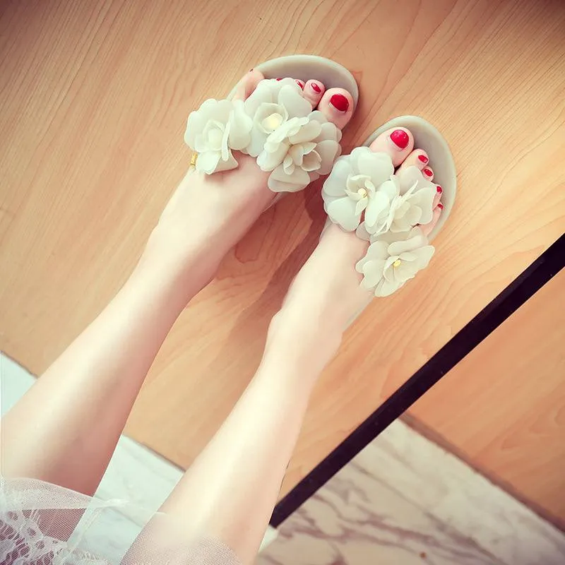 Elegant Floral Jelly Sandals
