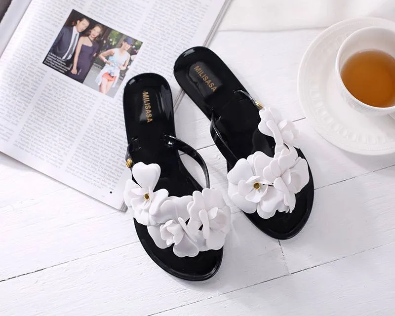 Elegant Floral Jelly Sandals