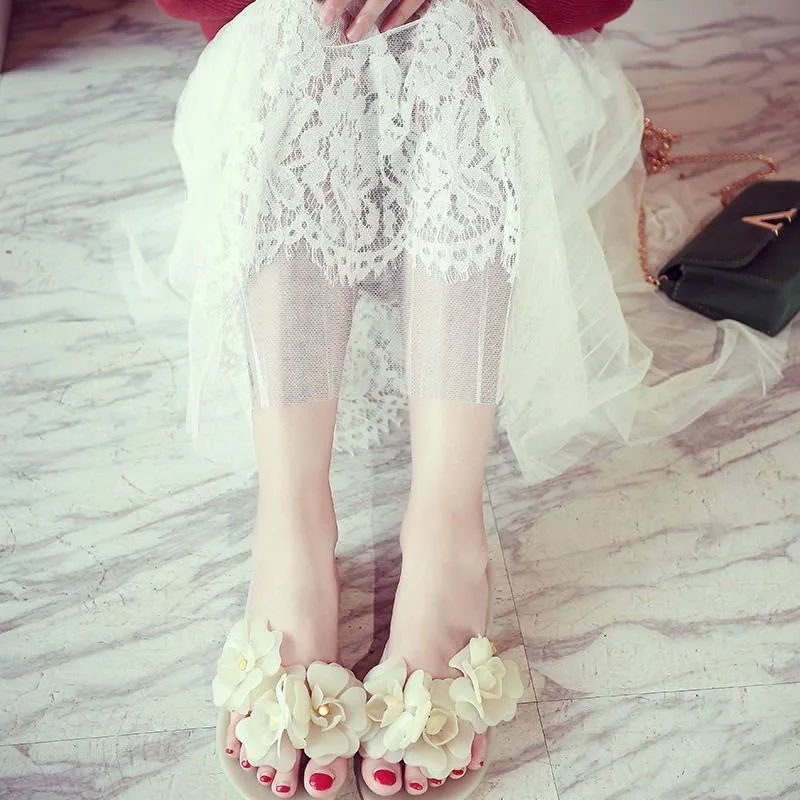 Elegant Floral Jelly Sandals
